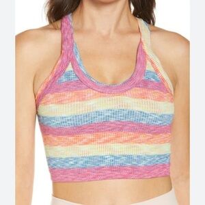 Free People Movement Hype The Stripe Crop Tank Rainbow